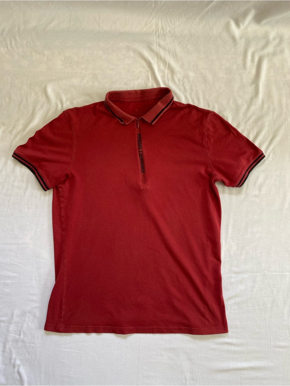 Armani Exchange Men’s Red Zip Polo